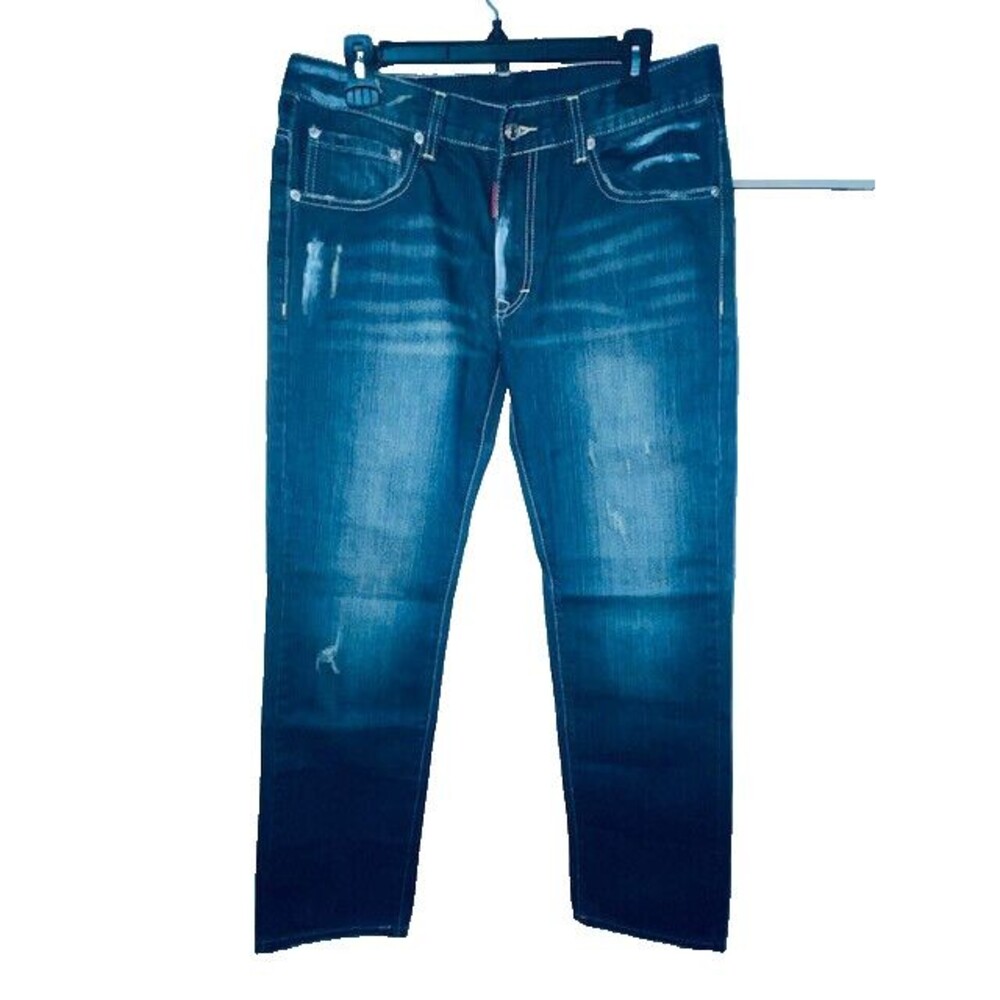 Dsquared2 Jeans Mens 50 Slim Fit Button Fly Distressed Paint Italy Fits 32x32